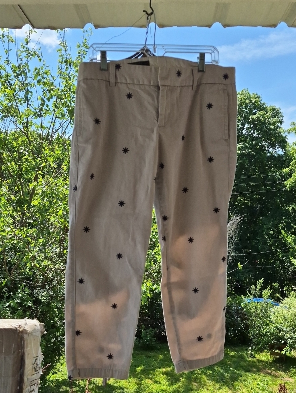 J.CREW 🧭 COTTON "SCOUT" CHINO PANTS🧭 Sz 10 ⭐️ EMBROIDERED Compass Stars ⭐️EUC